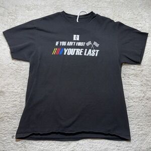 Talladega Nights Mens Black Tshirt "If You Ain't First You're Last" Graphic Sz M